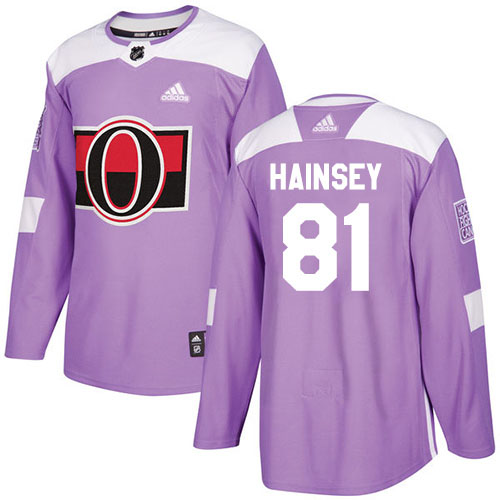 Adidas Ottawa Senators #81 Ron Hainsey Purple Authentic Fights Cancer Stitched Youth NHL Jersey